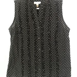 Charter Club Polka Dot Sleeveless  Button Down Top